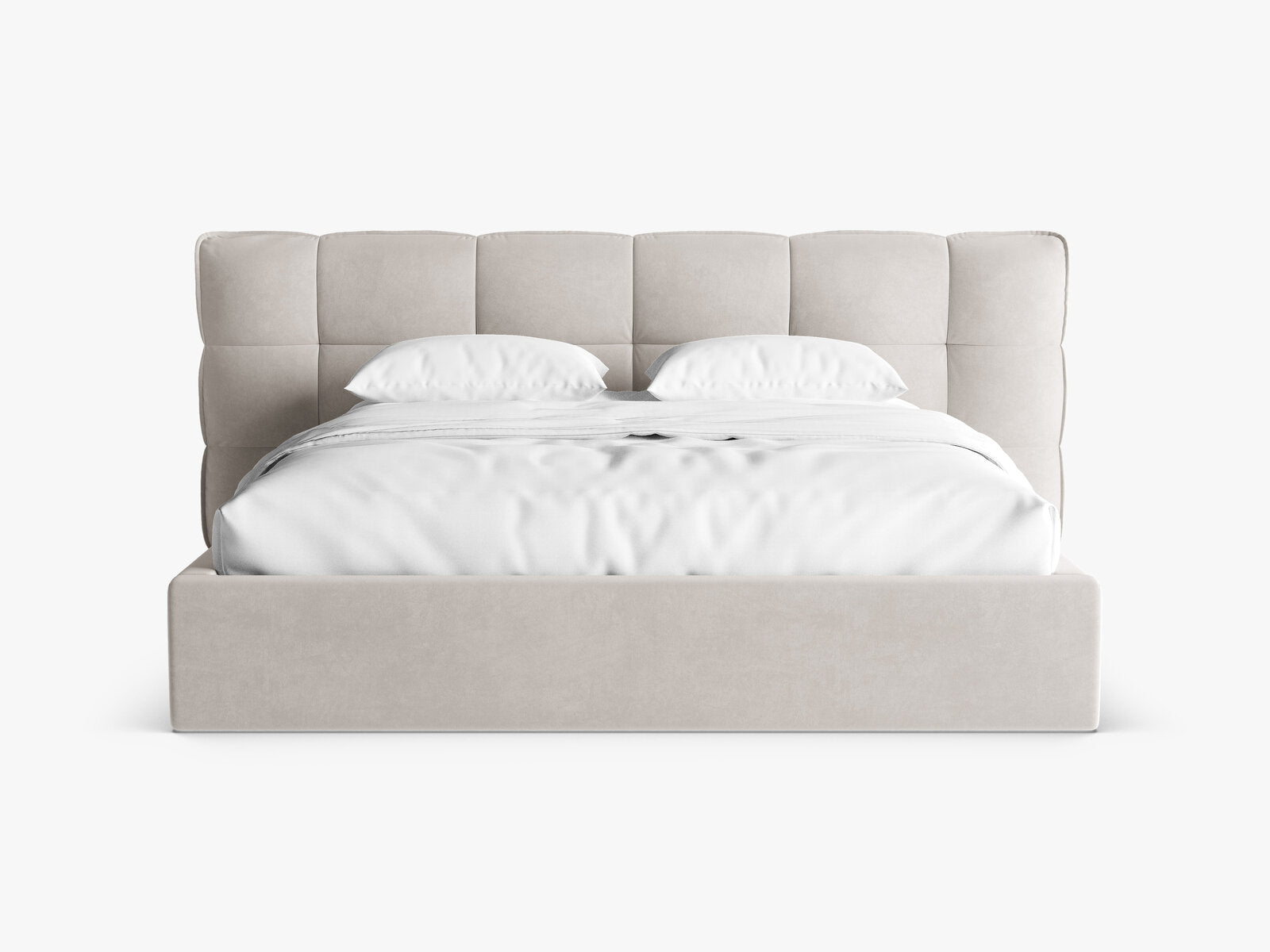 Micadoni Stauraumbett mit Kopfteil Eric Samt Casino Helles Beige 160x200