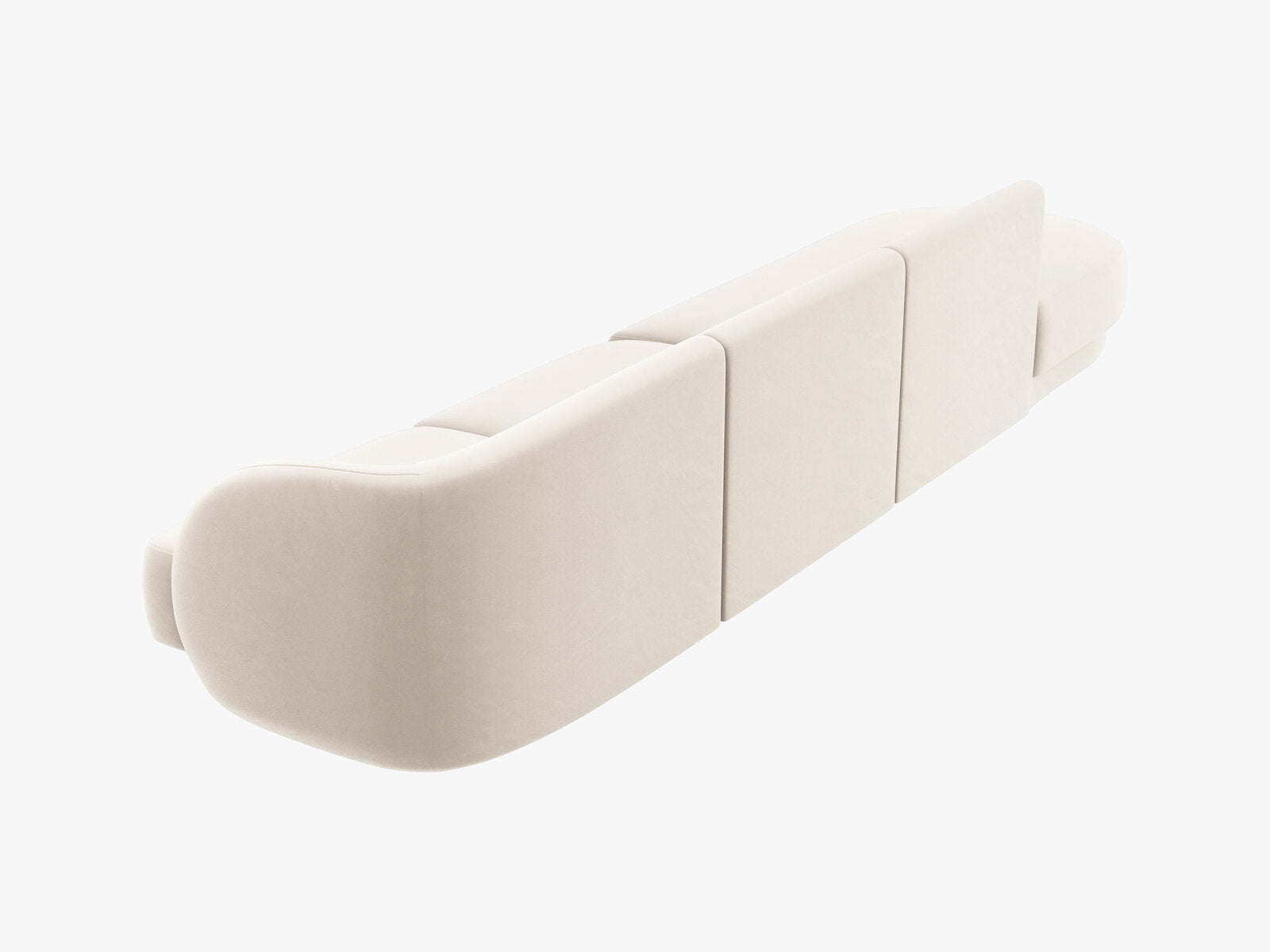 Micadoni Sofa Miley 4-Sitzer Links Samt Bluvel Helles Beige