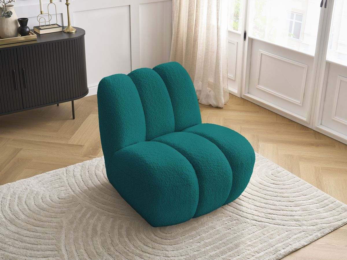 Bobochic Janissaire Sessel 81 × 90 cm Bouclé-Stoff Hellblau