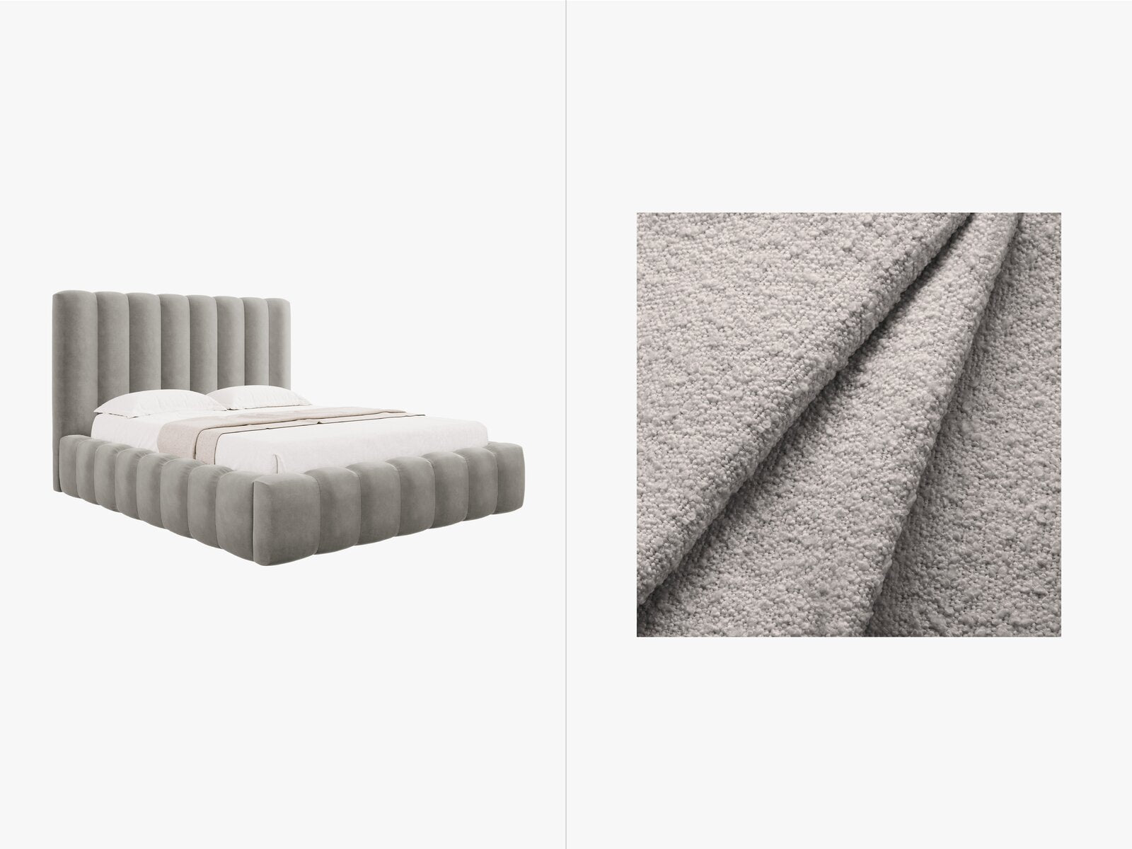 Micadoni Bett Kelp Boucle Baloo Hellgrau 180x200