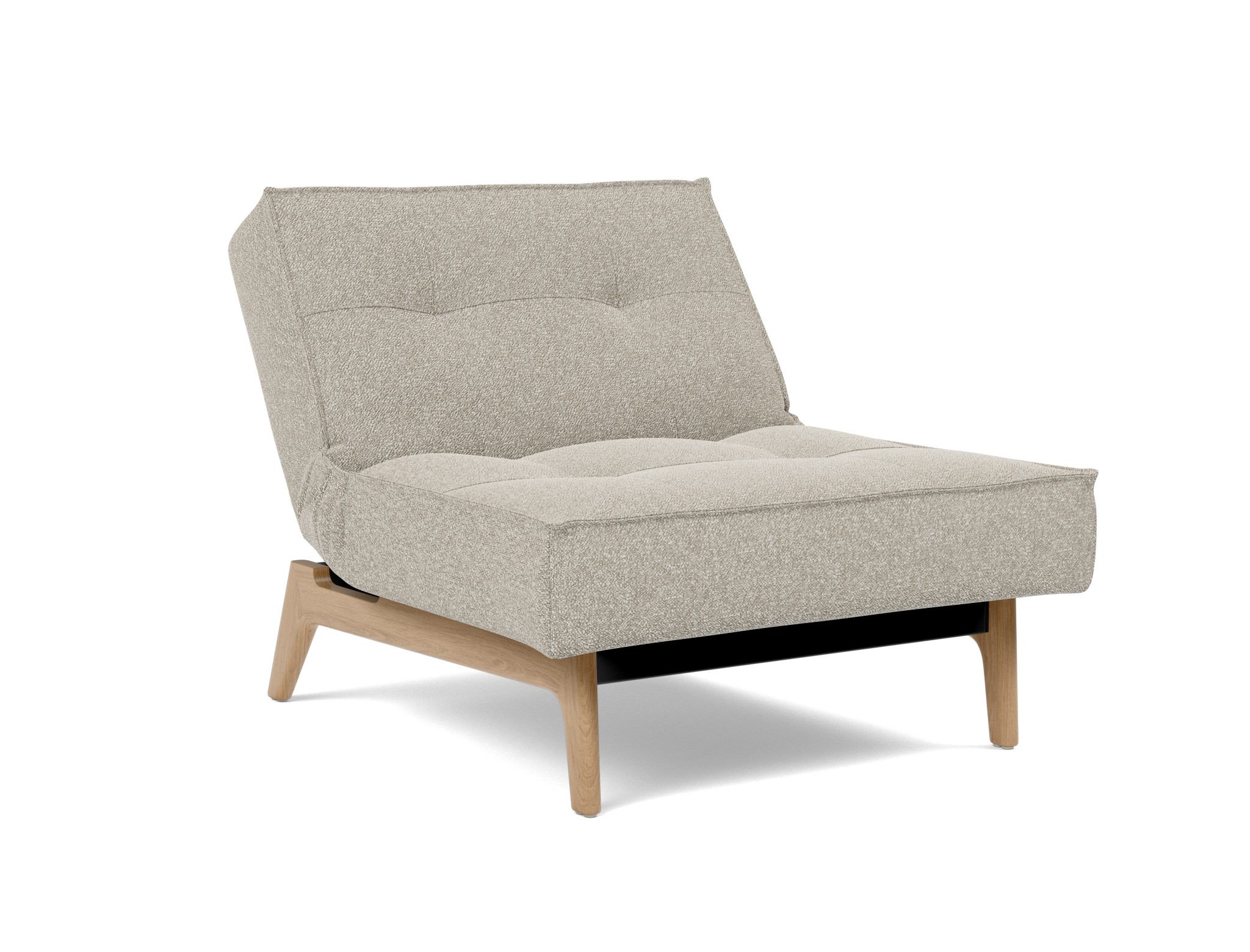 Sessel Splitback Boucle Skandi 539-Beige Beine Eiche