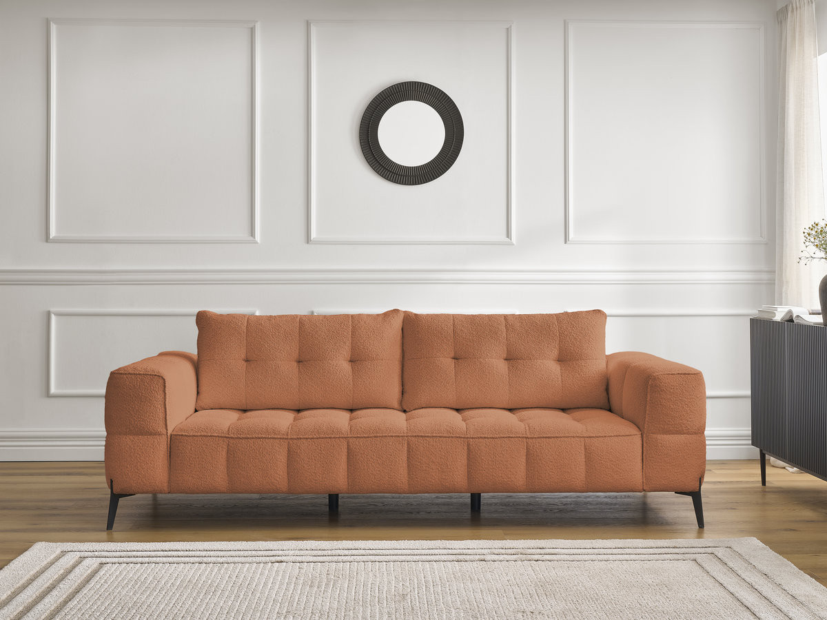 Bobochic Anis Sofa 3-Sitzer Bouclé-Stoff Orange
