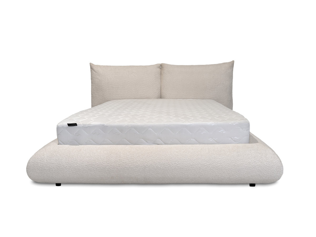 Bobochic Jaden Polsterbett Bouclé-Stoff Weiß, Liegefläche 140 × 190 cm