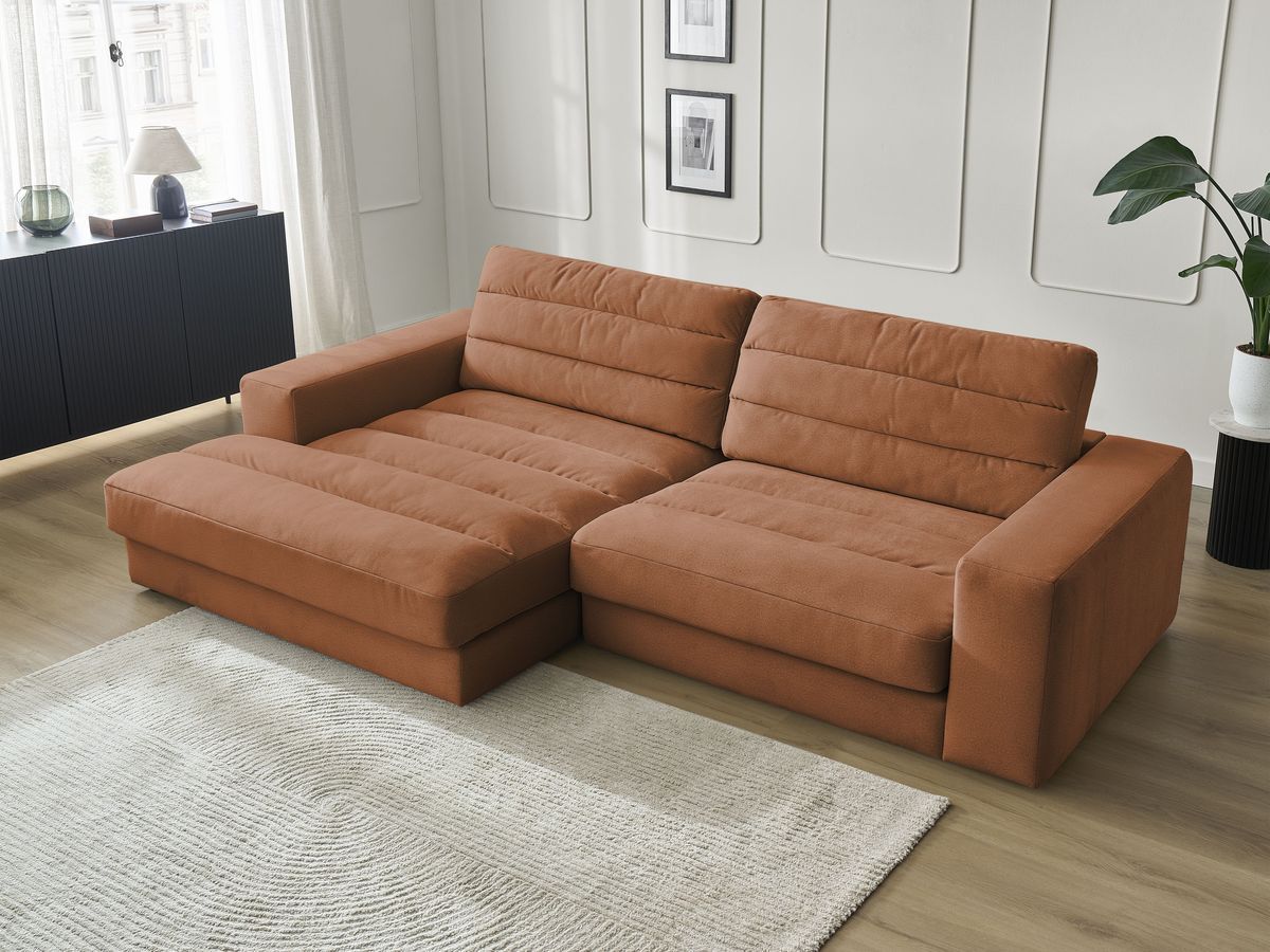 Bobochic Sierra Ecksofa Samt Orange Ecke links