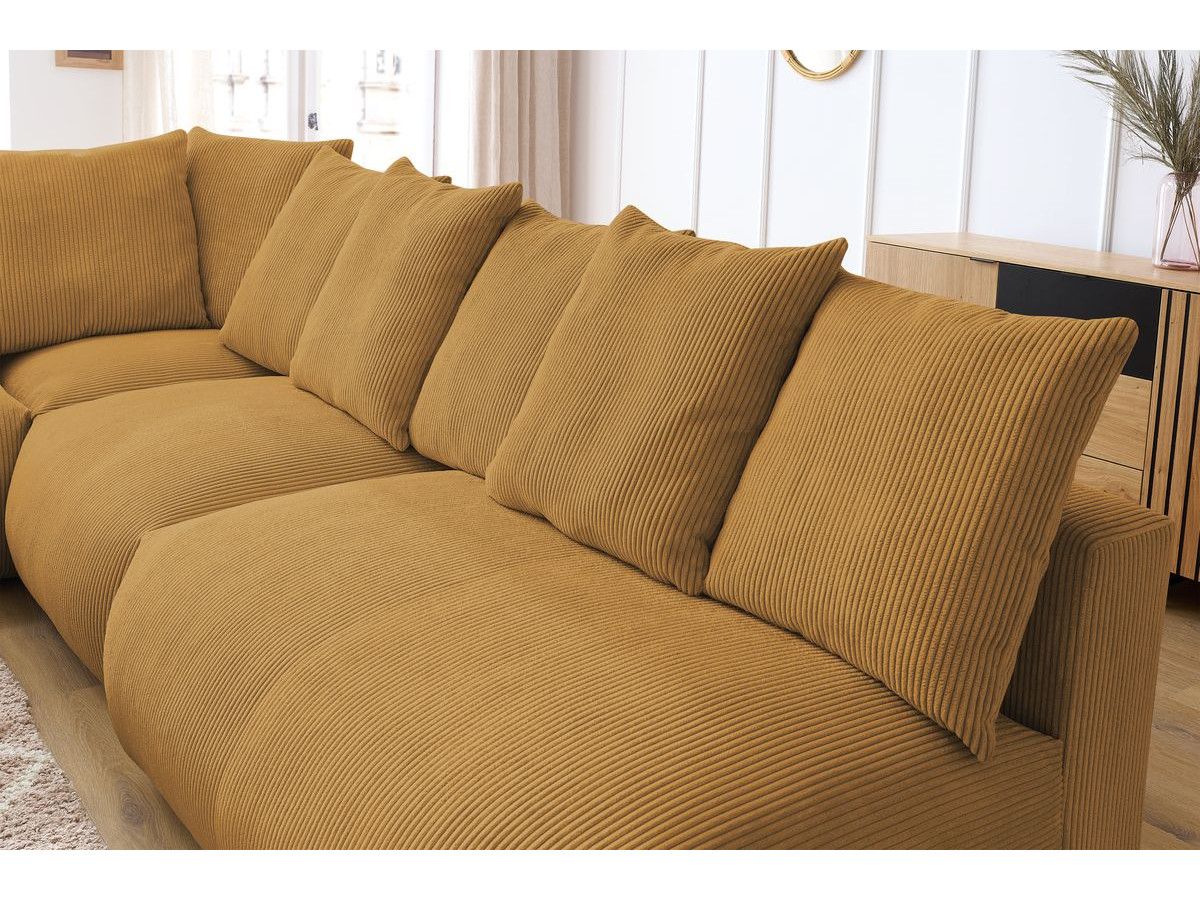 Bobochic Voltaire Ecksofa mit Pouf 322 × 268 cm Cordsamt Gelb Ecke links