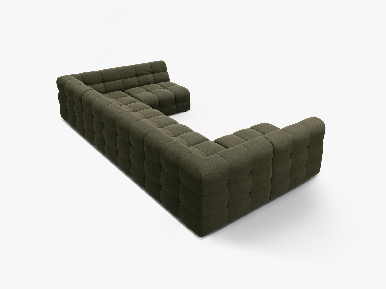 Micadoni Panorama-Sofa Kendal 7-Sitzer Strukturierter Stoff Amazonas Grün
