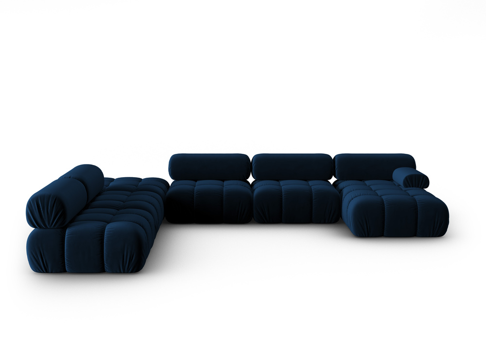 Cosmopolitan Design Modulares Panoramasofa Cortina 7-Sitzer Samt Bluvel Königsblau Links