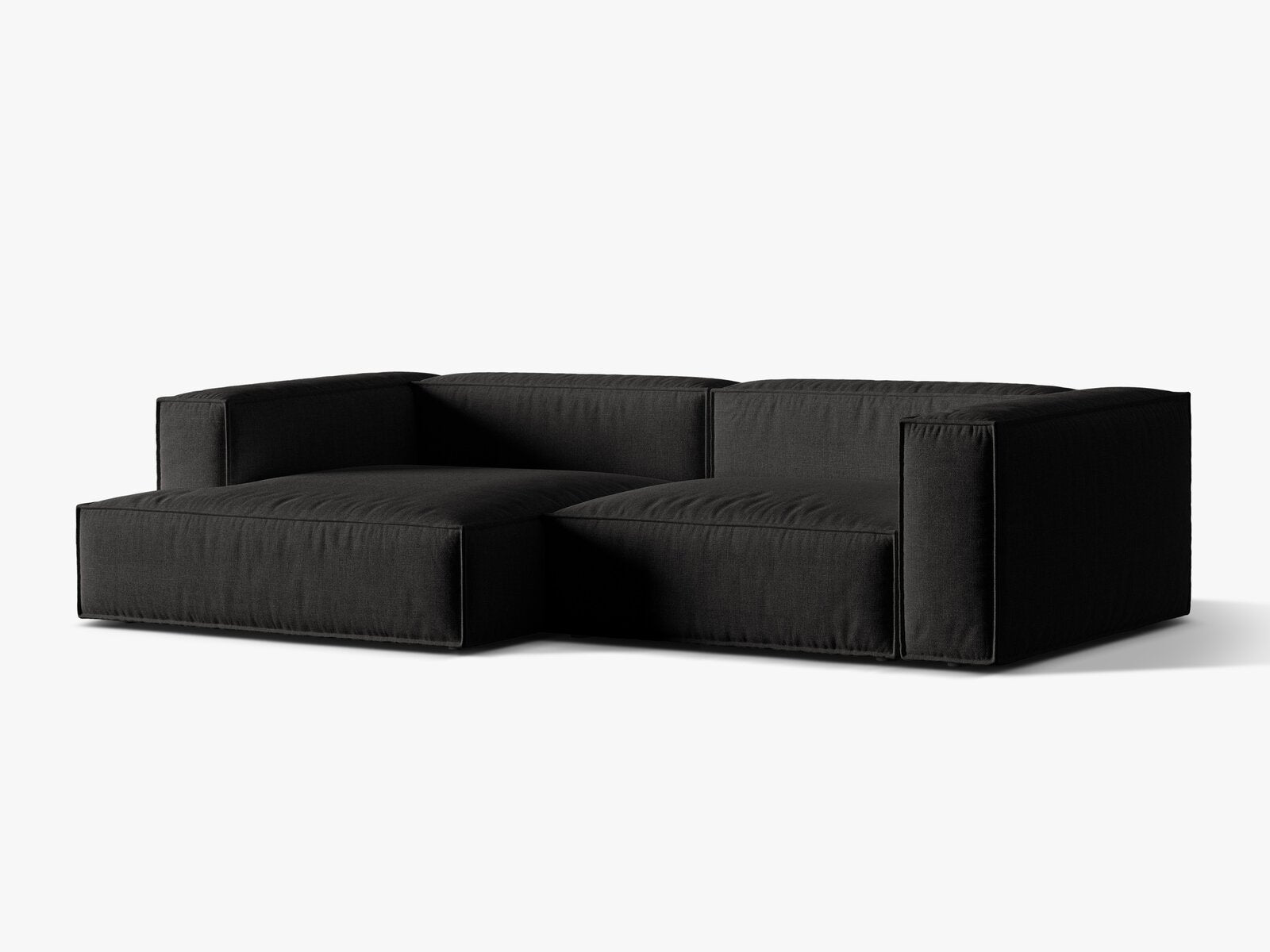 Micadoni Ecksofa Nuria 4-Sitzer Links Strukturierter Stoff Schwarz