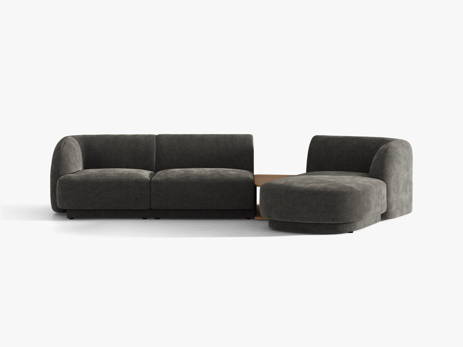 Micadoni Modulares Sofa Miley mit Recamiere 3-Sitzer Rechts Chenille Eden Dunkelgrau