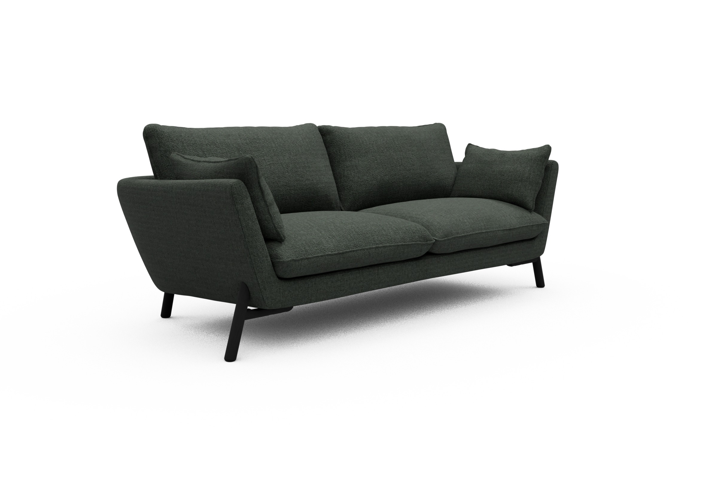 Sofa Emil 3-Sitzer Beinfarbe Eiche Schwarz Aivi-Pine-Green