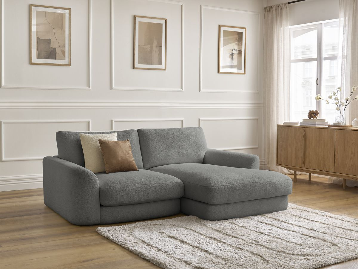 Bobochic Leonore Ecksofa Bouclé-Stoff Dunkelgrau Ecke rechts