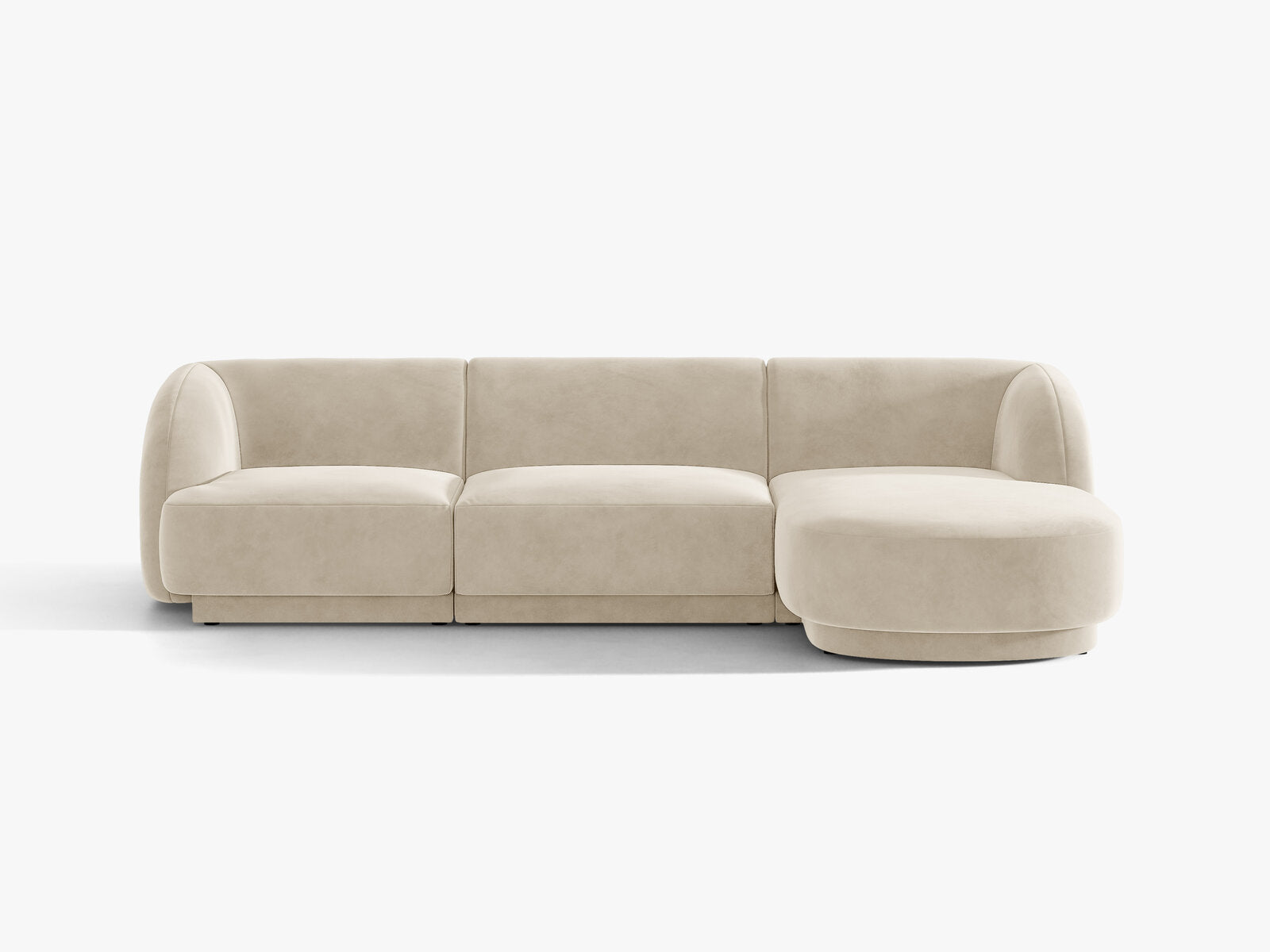 Micadoni Ecksofa Miley 4-Sitzer Samt Bluvel Dunkelbeige Rechts