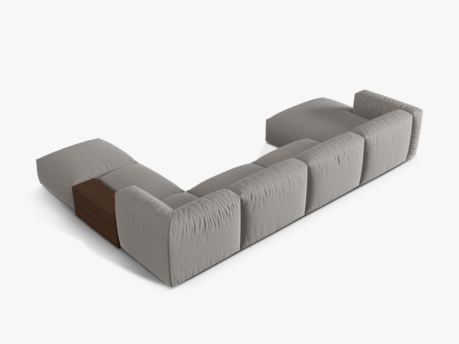 Micadoni Panorama-Ecksofa Martina 5-Sitzer Rechts Strukturierter Stoff Hellgrau