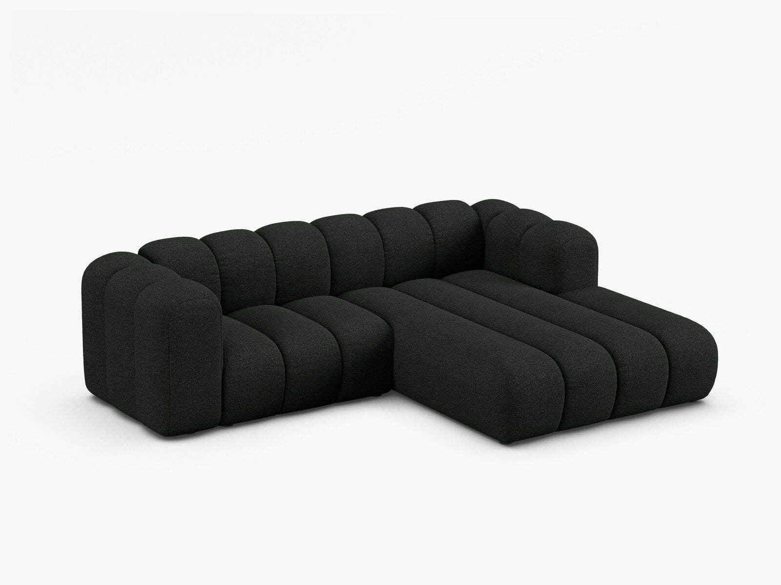 Micadoni Modulares Ecksofa Lupine 3-Sitzer Rechts Boucle Baloo Schwarz
