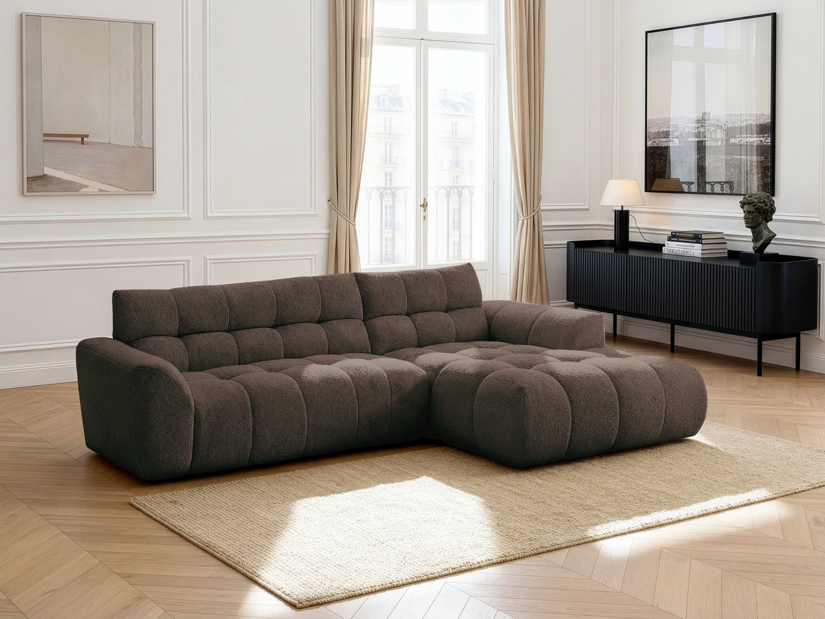 Bobochic Jaya Ecksofa Chenille Braun Ecke rechts