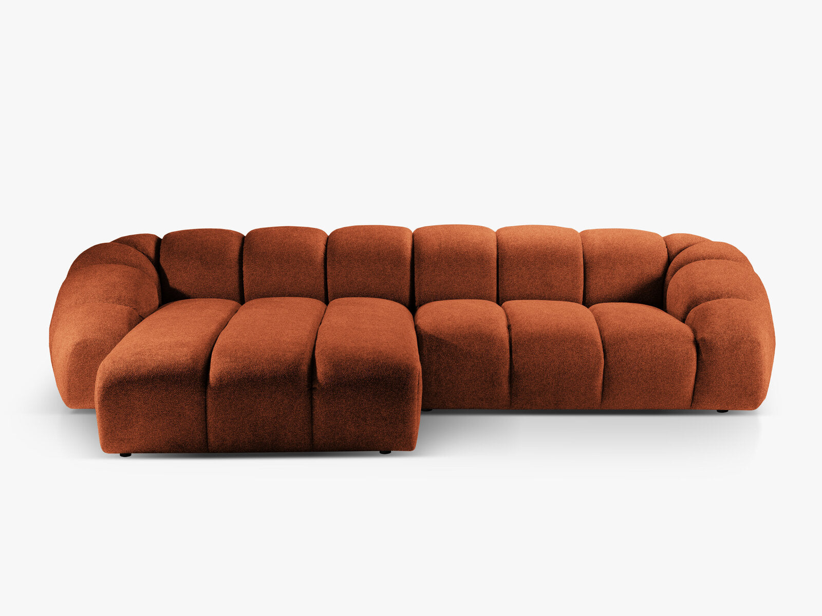 Micadoni Ecksofa Diana 4-Sitzer Links Strukturierter Samtstoff Terrakotta