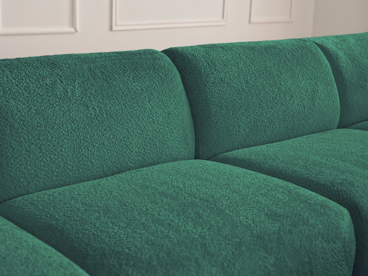Bobochic Anda Wohnlandschaft mit Pouf 396 × 357 cm Chenille Dunkelgrün Ecke links
