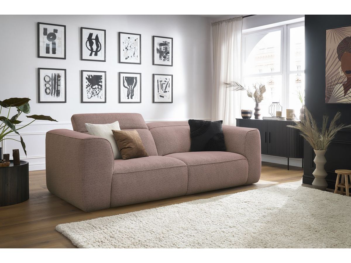 Bobochic William Sofa 3-Sitzer Melange-Stoff Rosa