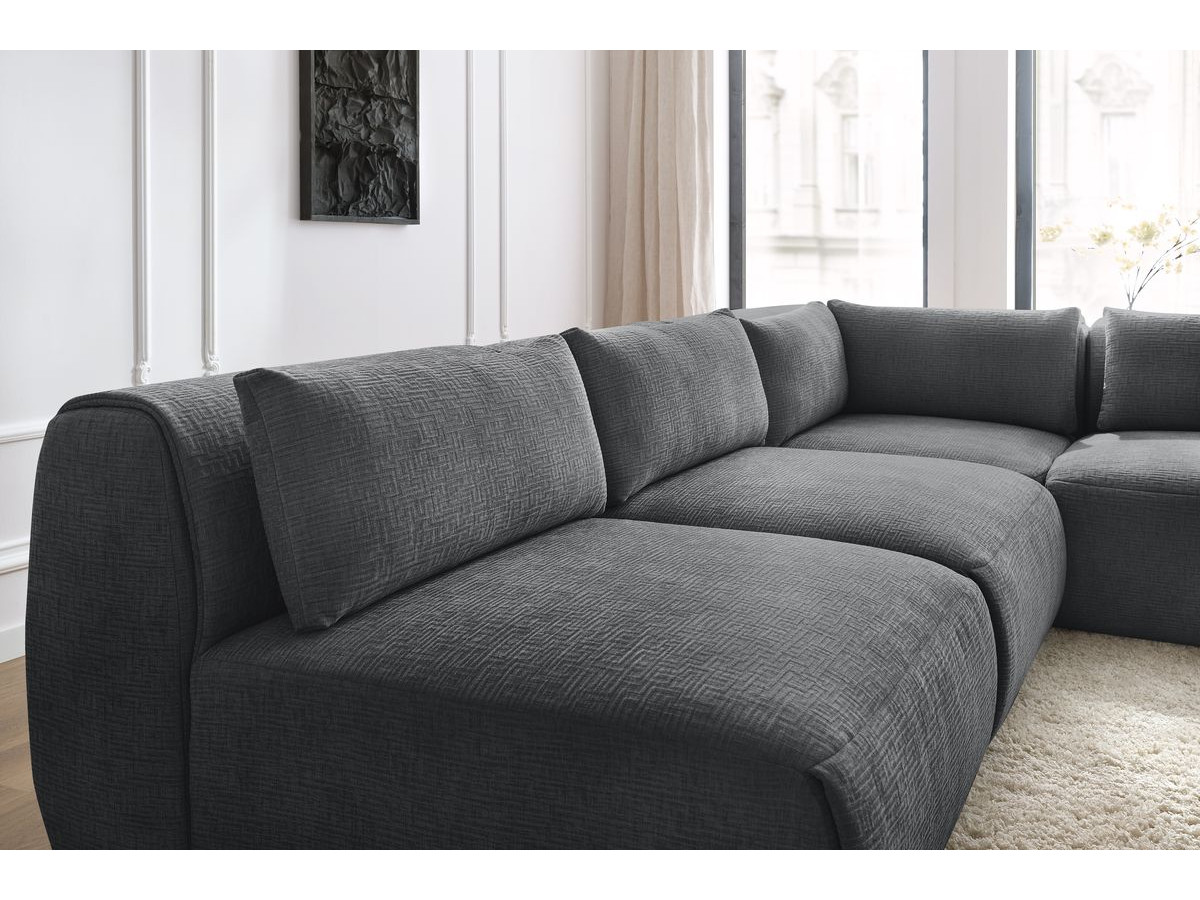 Bobochic Jeanne Ecksofa 299 × 299 cm Strukturstoff Dunkelgrau