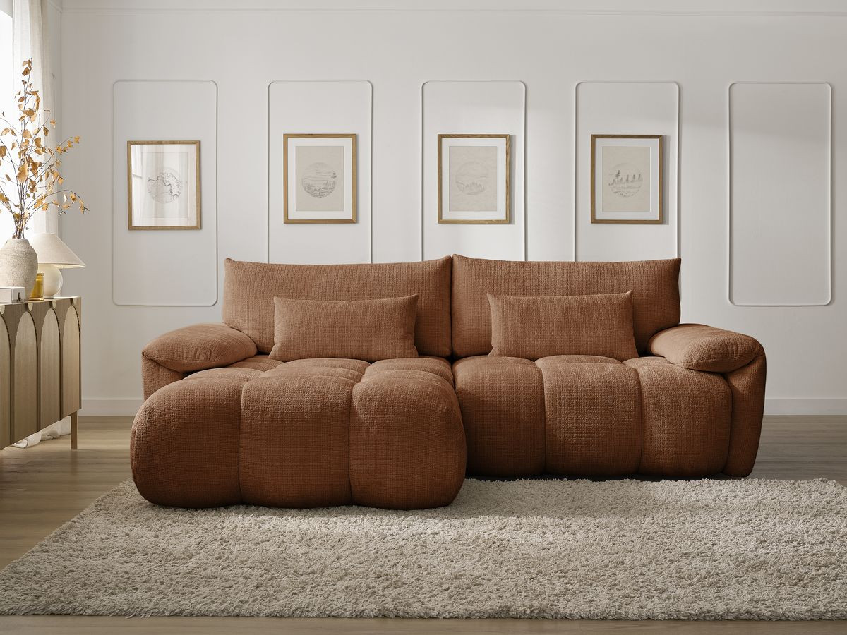 Bobochic Ivane Ecksofa Strukturstoff Orange Ecke links