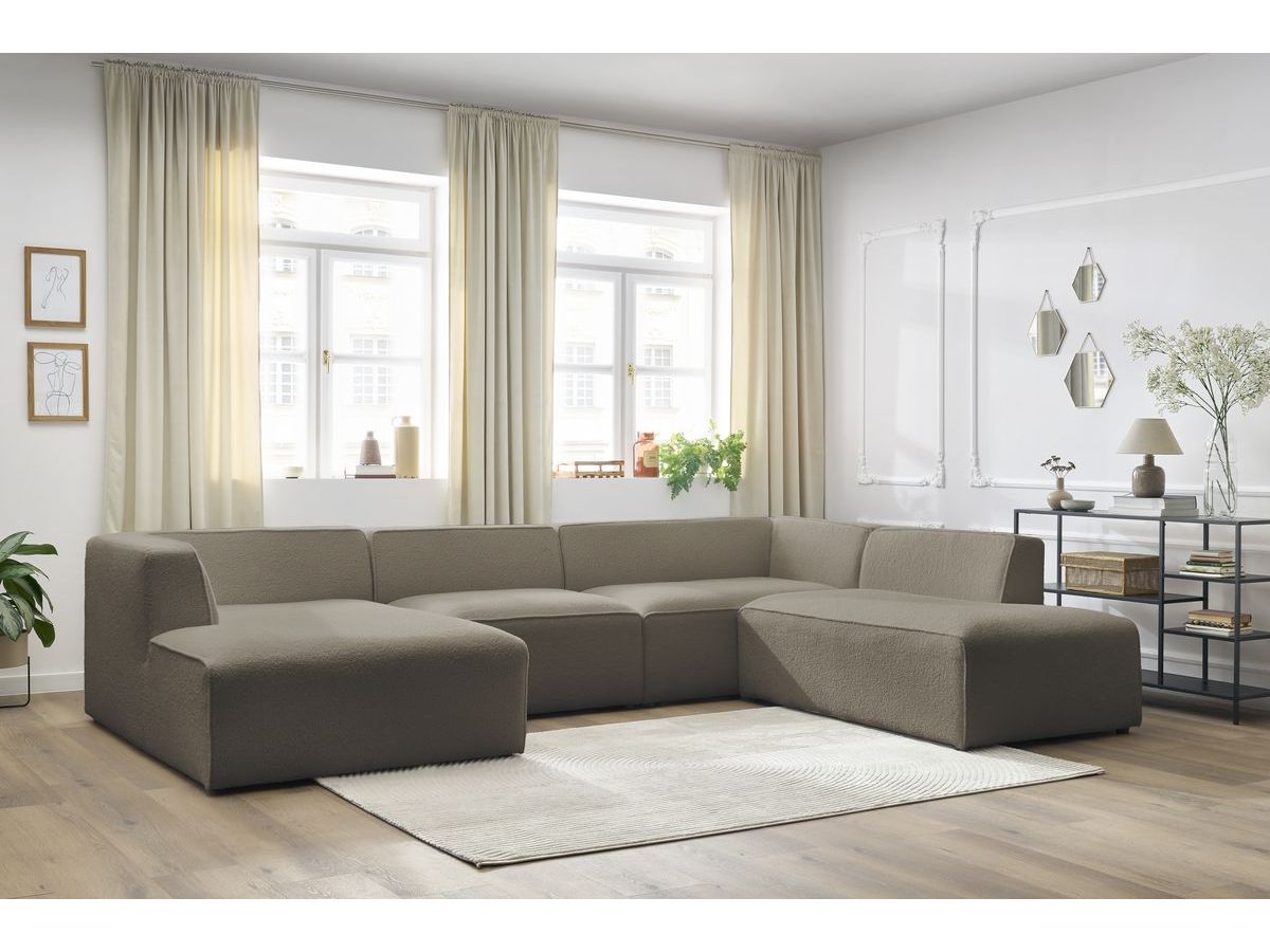Bobochic Megeve Wohnlandschaft Bouclé-Stoff Braun Ecke links