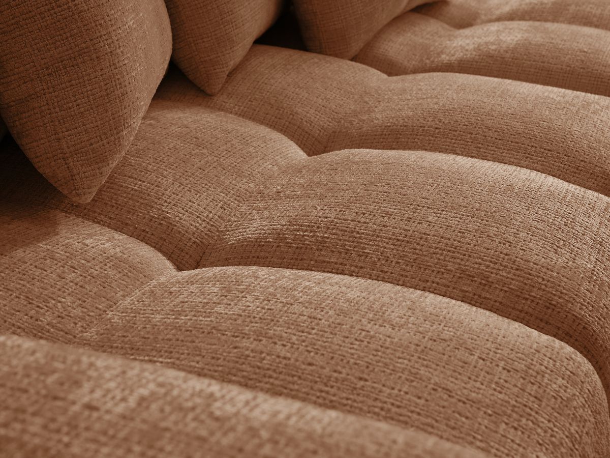 Bobochic Anakin Ecksofa mit Schlaffunktion und Bettkasten, 6 Kissen Strukturstoff Orange