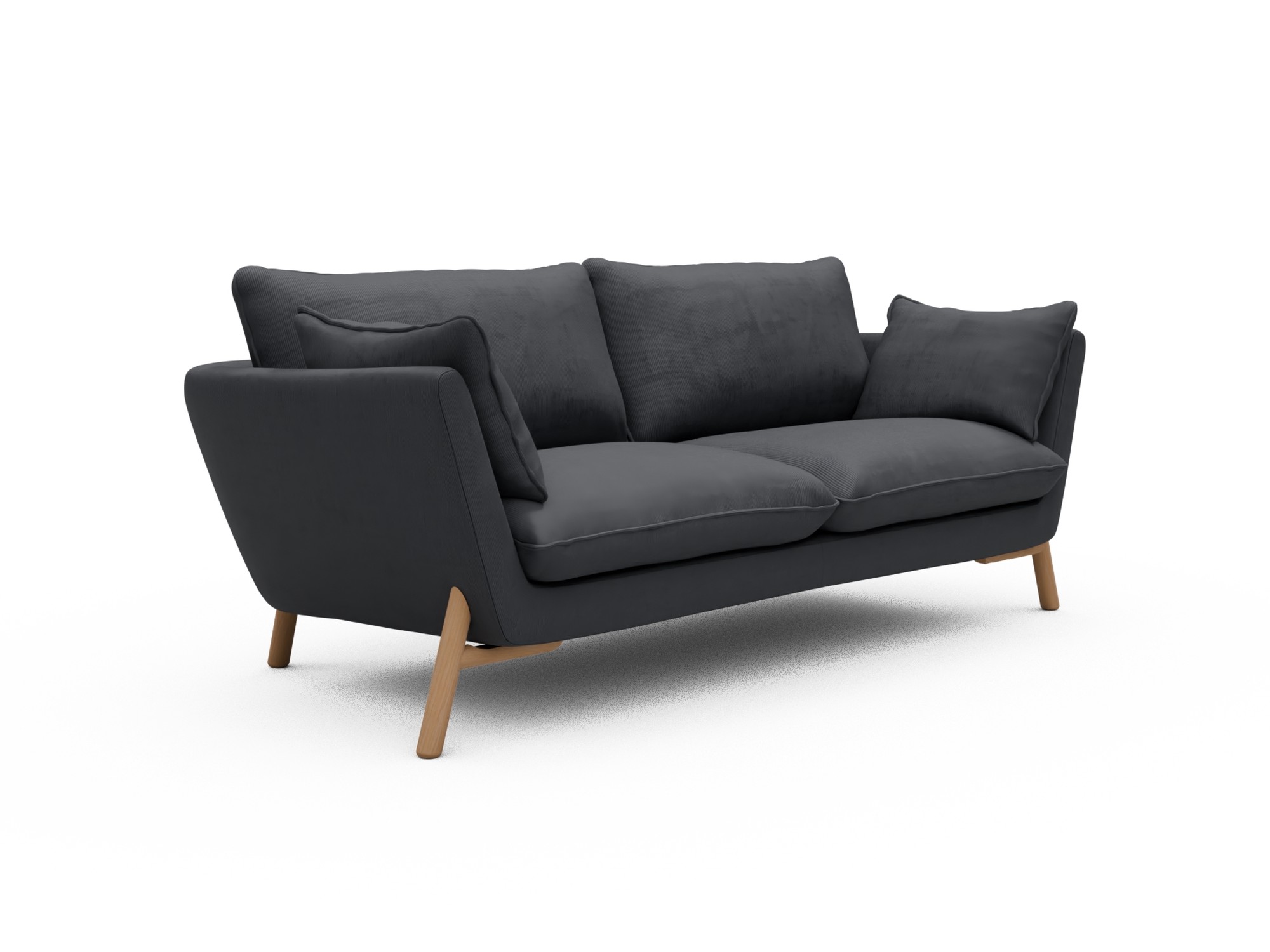 Skandi Home Sofa Emil 2-Sitzer Beinfarbe Eiche Natur Cordufine-Slate-Grey moebelfaktor