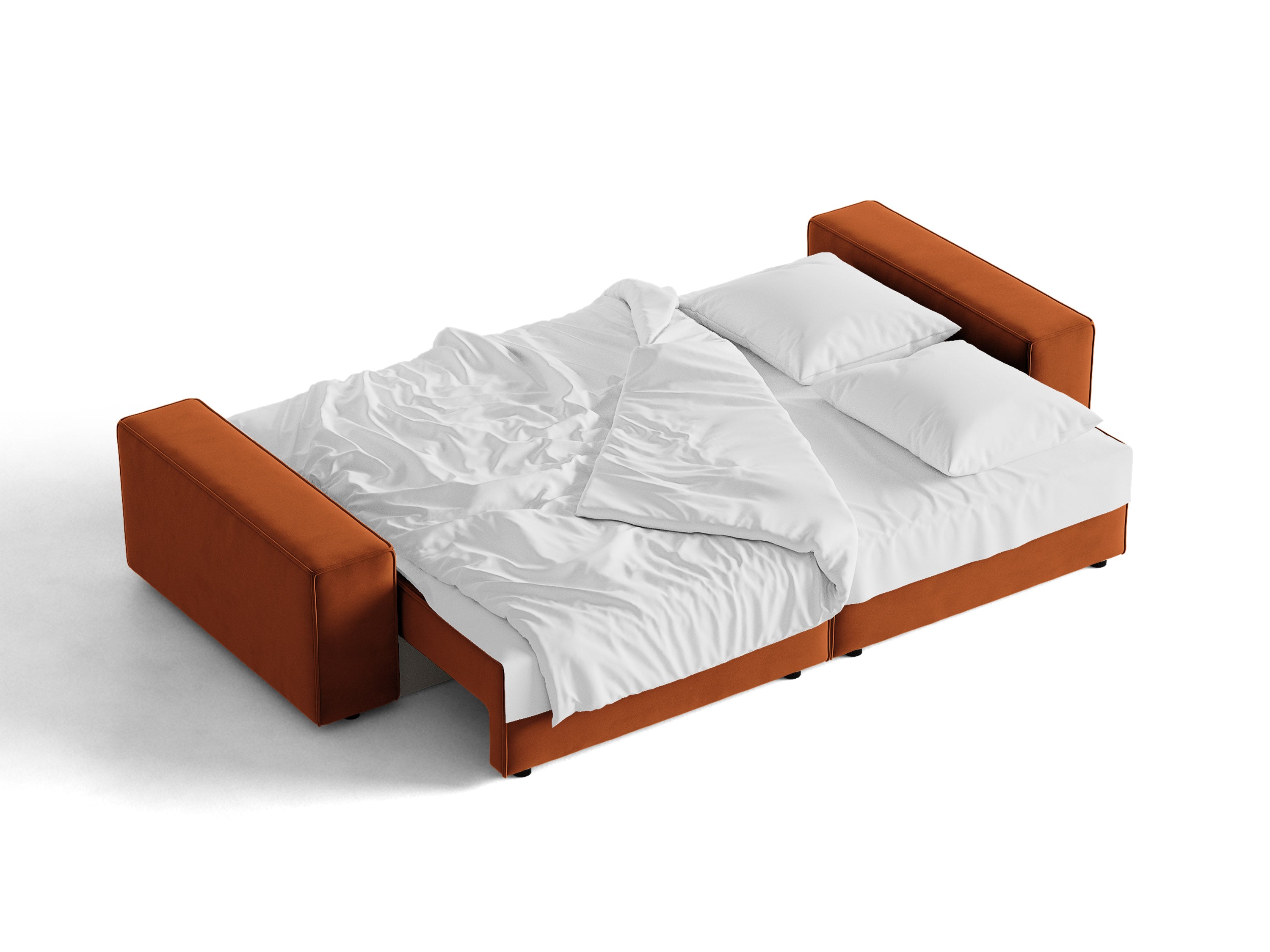 Micadoni Schlafsofa Jodie 3-Sitzer Samt Bluvel Terrakotta