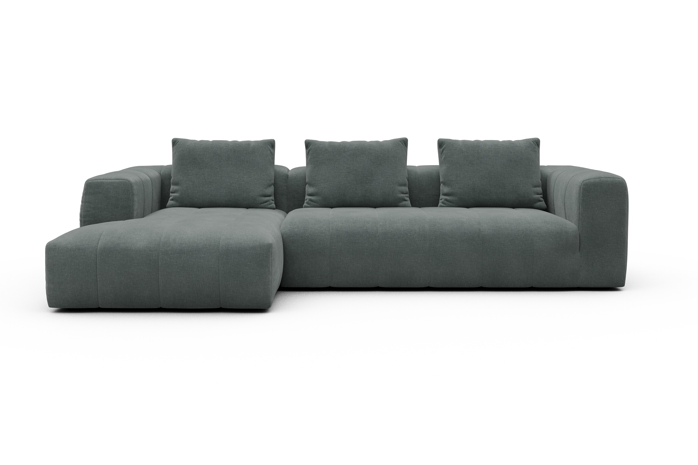 Ecksofa Hugo 2,5-Sitzer Armlehne rechts mit Chaiselongue Smooth-Silver-Grey