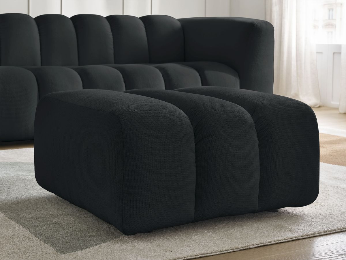 Bobochic Talia Sofa 3-Sitzer mit Pouf Melange-Stoff Schwarz