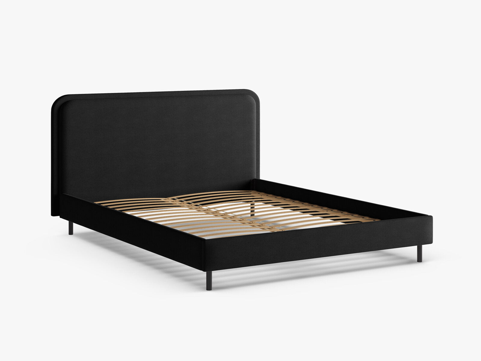 Micadoni Stauraumbett mit Kopfteil Aveline Strukturierter Stoff Wind Schwarz 200x200
