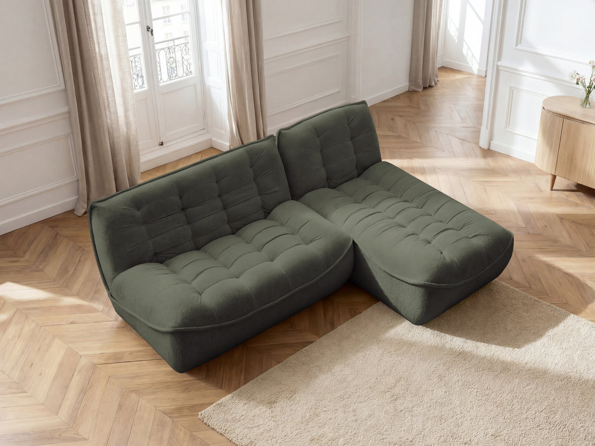 Bobochic Serena Ecksofa Melange-Stoff Grün