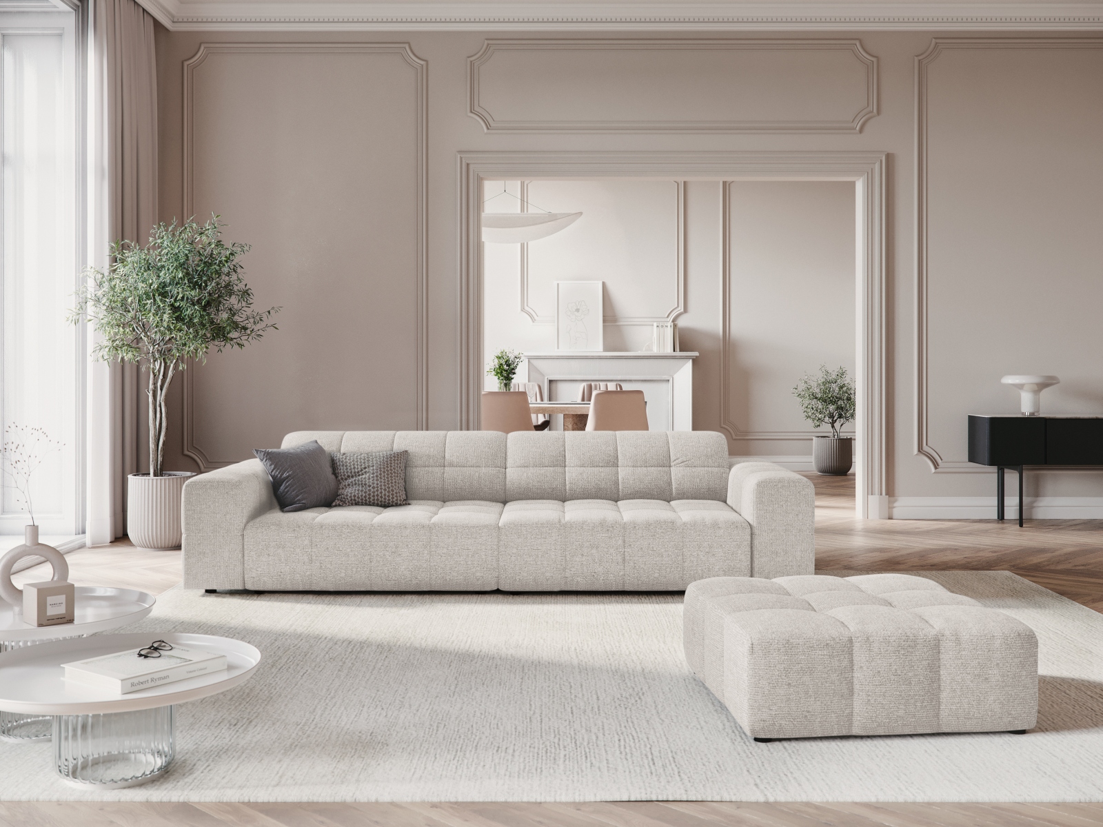 Cosmopolitan Design Pouf Chicago Chenille Haga Hellgrau