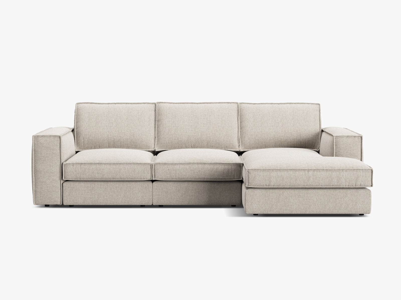 Micadoni modulares Ecksofa Pola 3-Sitzer Rechts Strukturierter Stoff Babel Sand