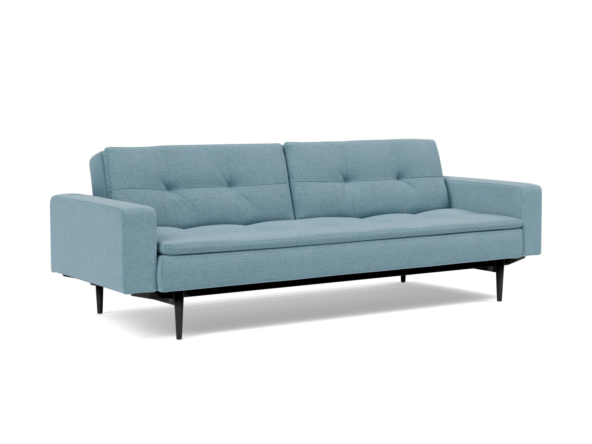 Schlafsofa Dublexo mit Armlehnen Flachgewebe Mixed Dance 525-Light-Blue Beine Styletto Eiche schwarz