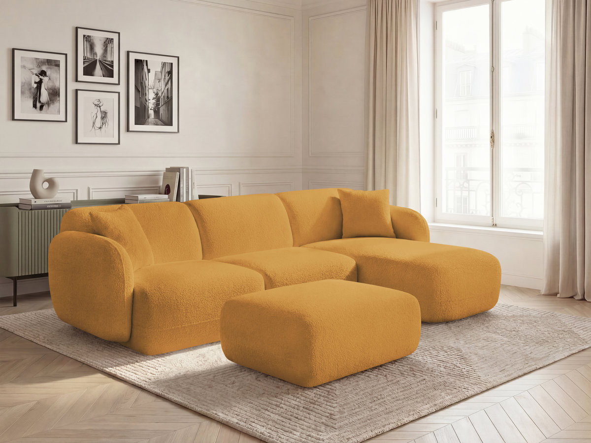 Bobochic Anda Ecksofa mit Pouf 292 × 163 cm Chenille Gelb Ecke rechts