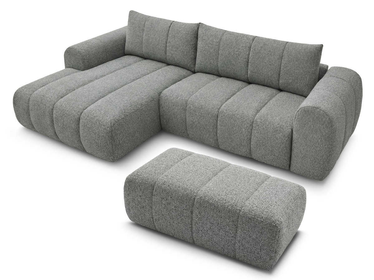 Bobochic Nesty Ecksofa 272 cm mit Pouf Melange-Stoff Dunkelgrau Ecke links