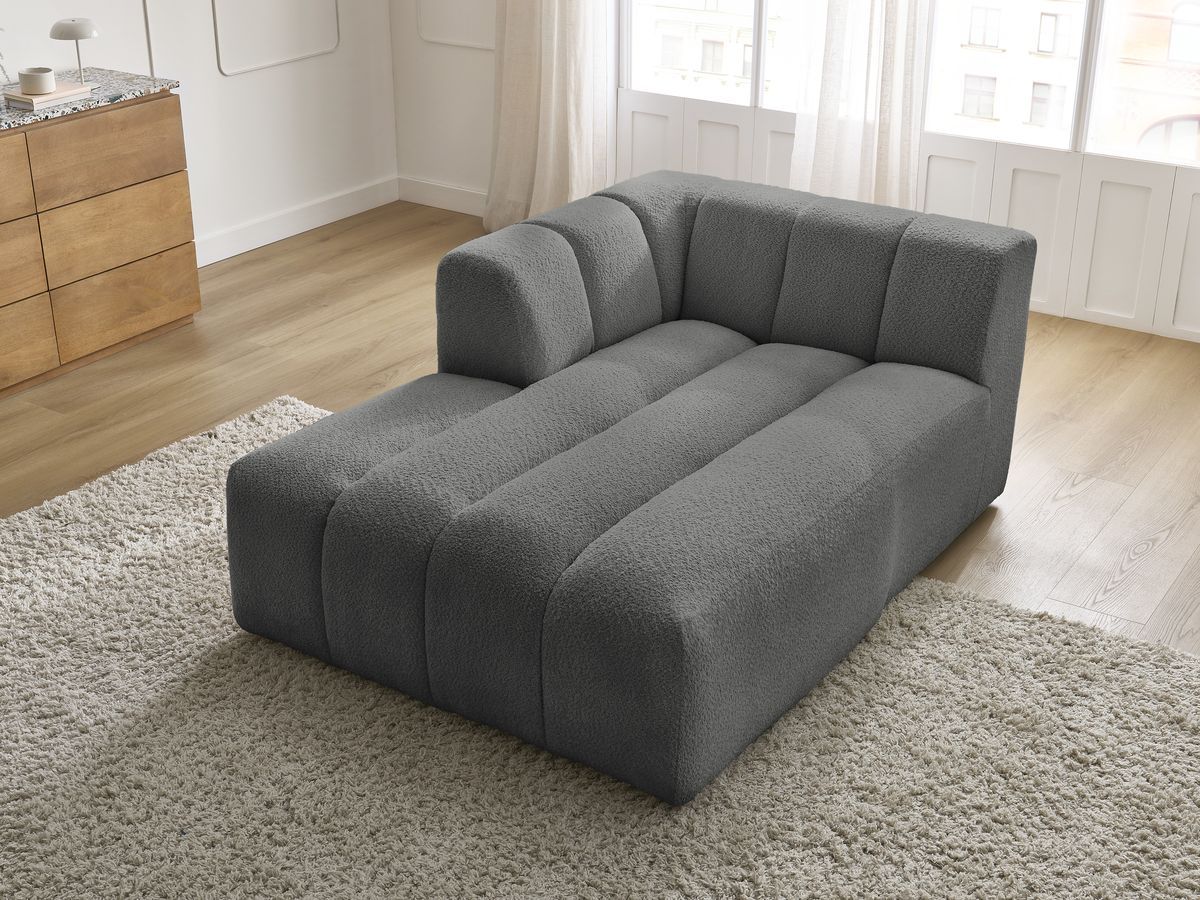 Bobochic Annecy Méridienne-Modul Bouclé-Stoff Dunkelgrau Ecke links
