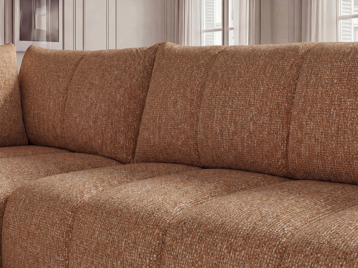 Bobochic Nesty Ecksofa in L-Form, 256 cm Melange-Stoff Orange Ecke links