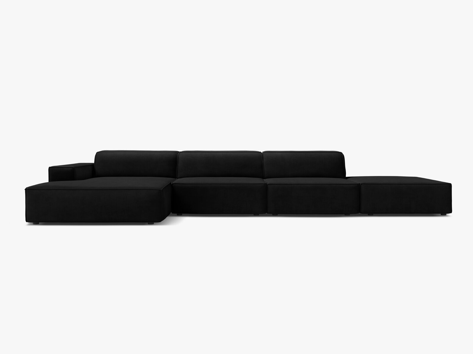Micadoni Ecksofa Jodie 5-Sitzer Links Samt Bluvel Schwarz