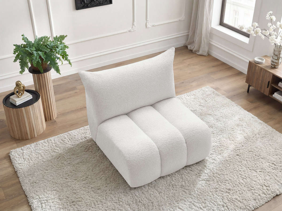 Bobochic Azra Sofamodul 1-Sitzer 90 × 112 cm Bouclé-Stoff Weiß