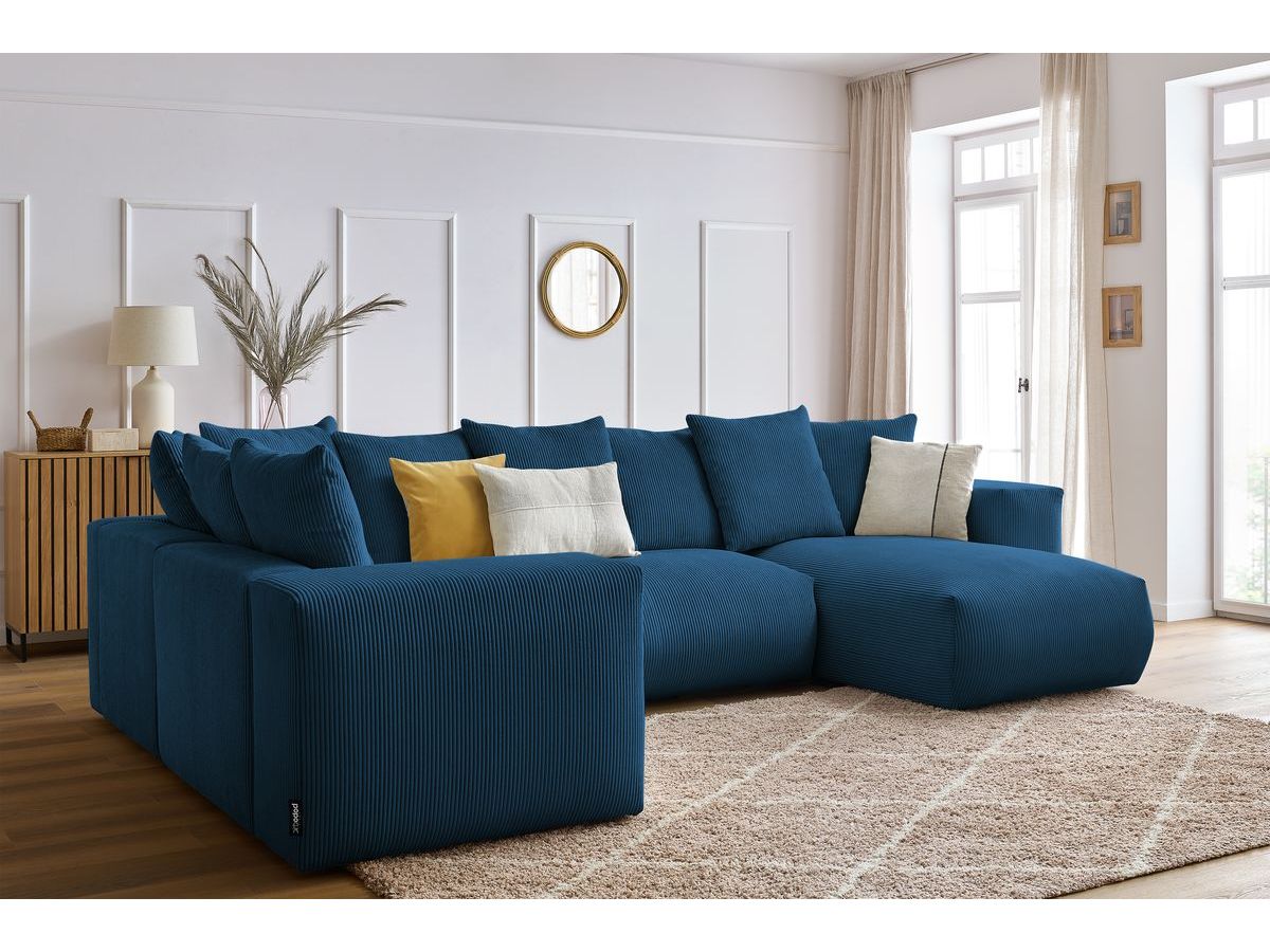 Bobochic Voltaire Wohnlandschaft 356 × 214 cm Cordsamt Dunkelblau Ecke rechts