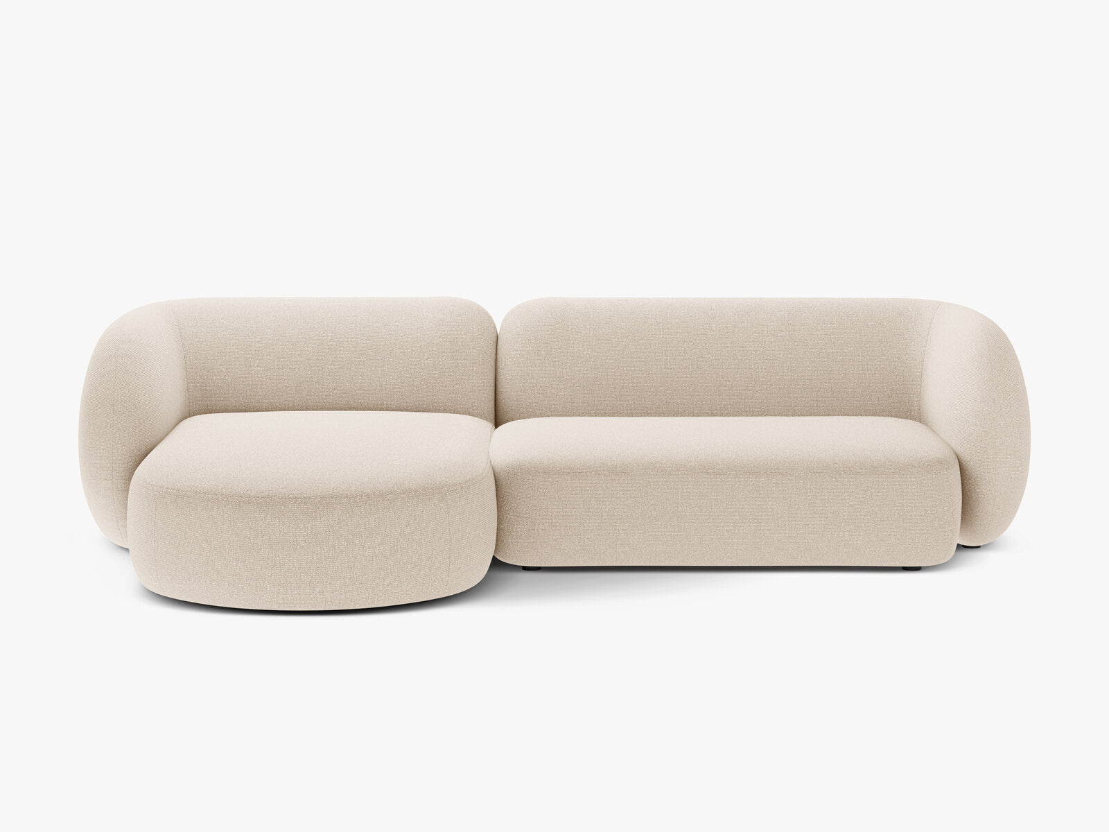 Micadoni Ecksofa Kate 3-Sitzer Links Strukturierter Stoff Hellbeige Melange