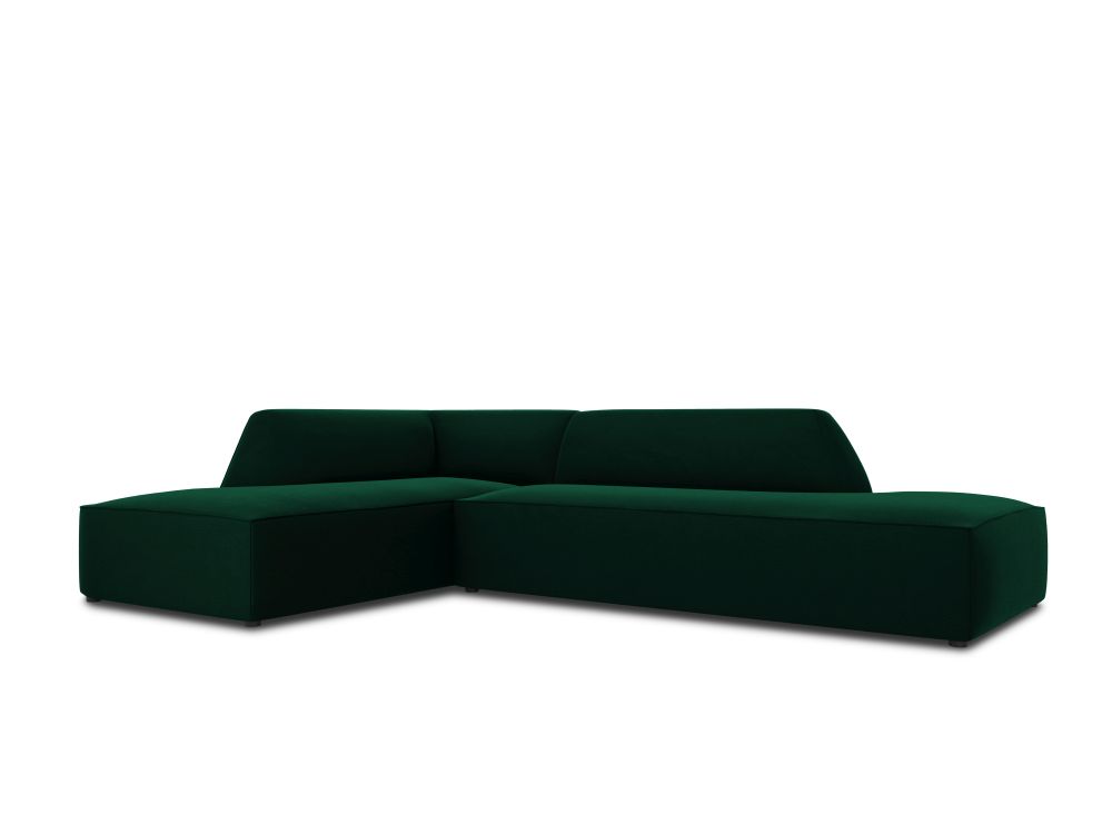 Cosmopolitan Design Ecksofa Siena 4-Sitzer offen Samt Salvador Flaschengrün Links