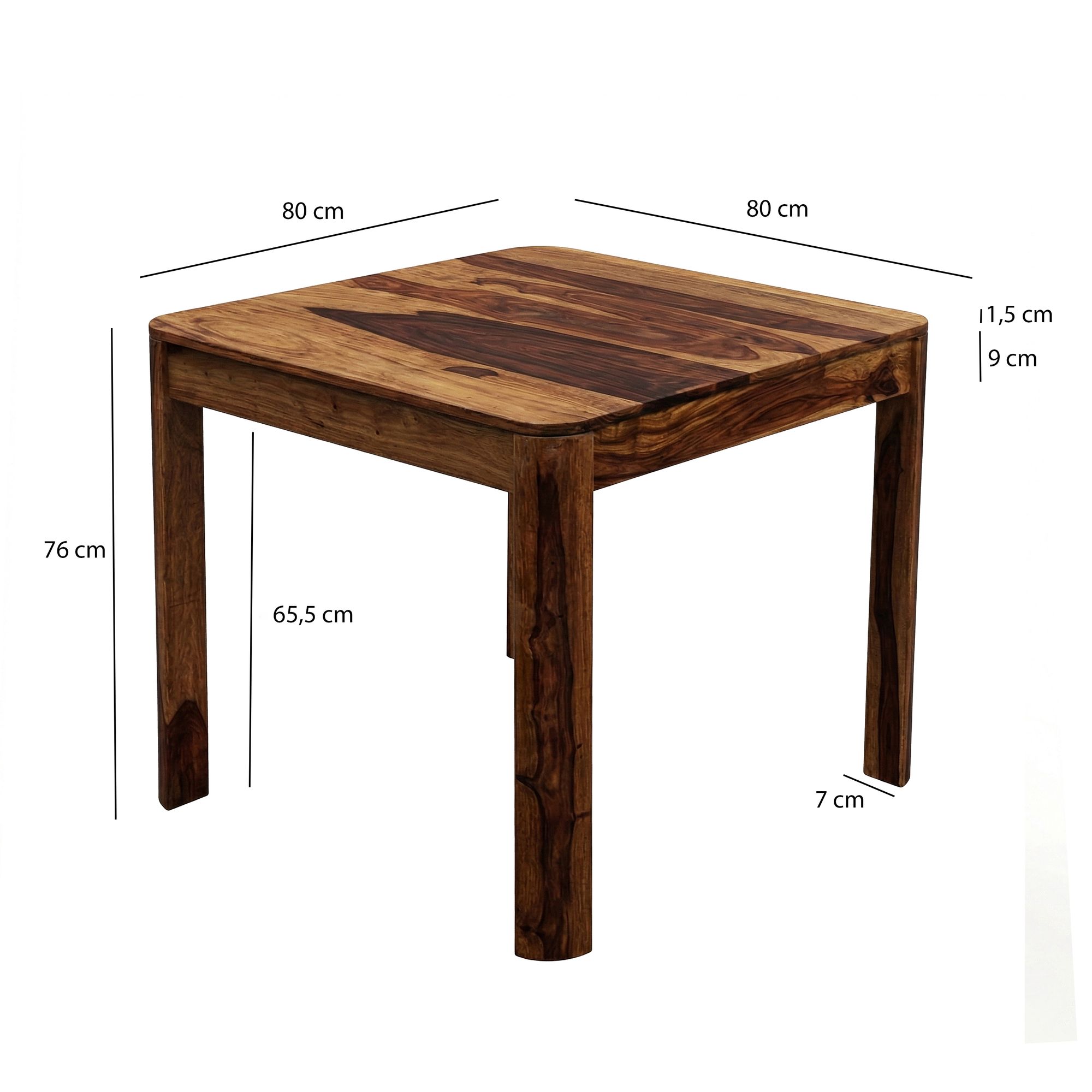 Esstisch Nesset Massivholz Dunkelbraun 80 × 80 cm