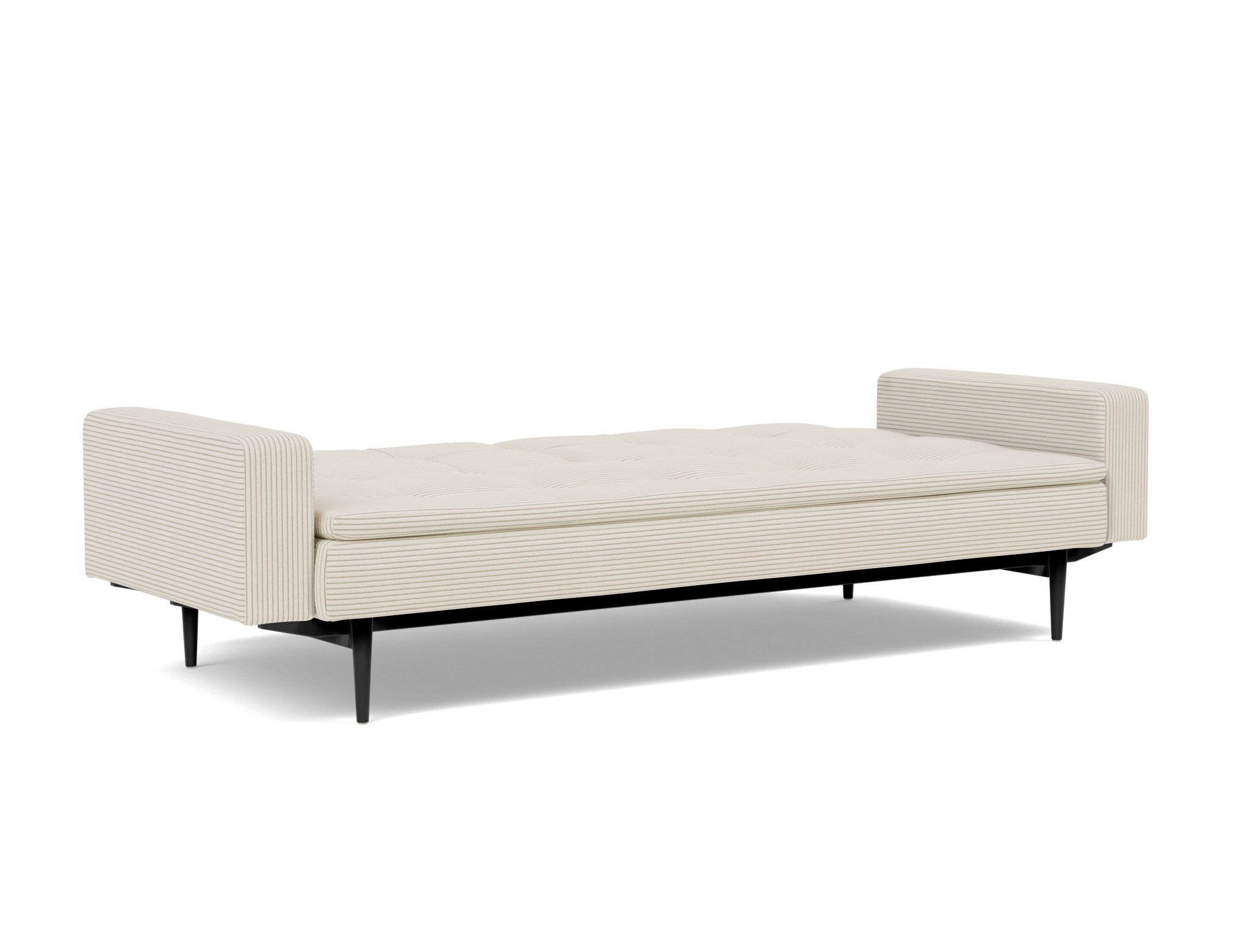 Schlafsofa Dublexo mit Armlehnen Kord Corduroy 594-Ivory Beine Styletto Eiche schwarz