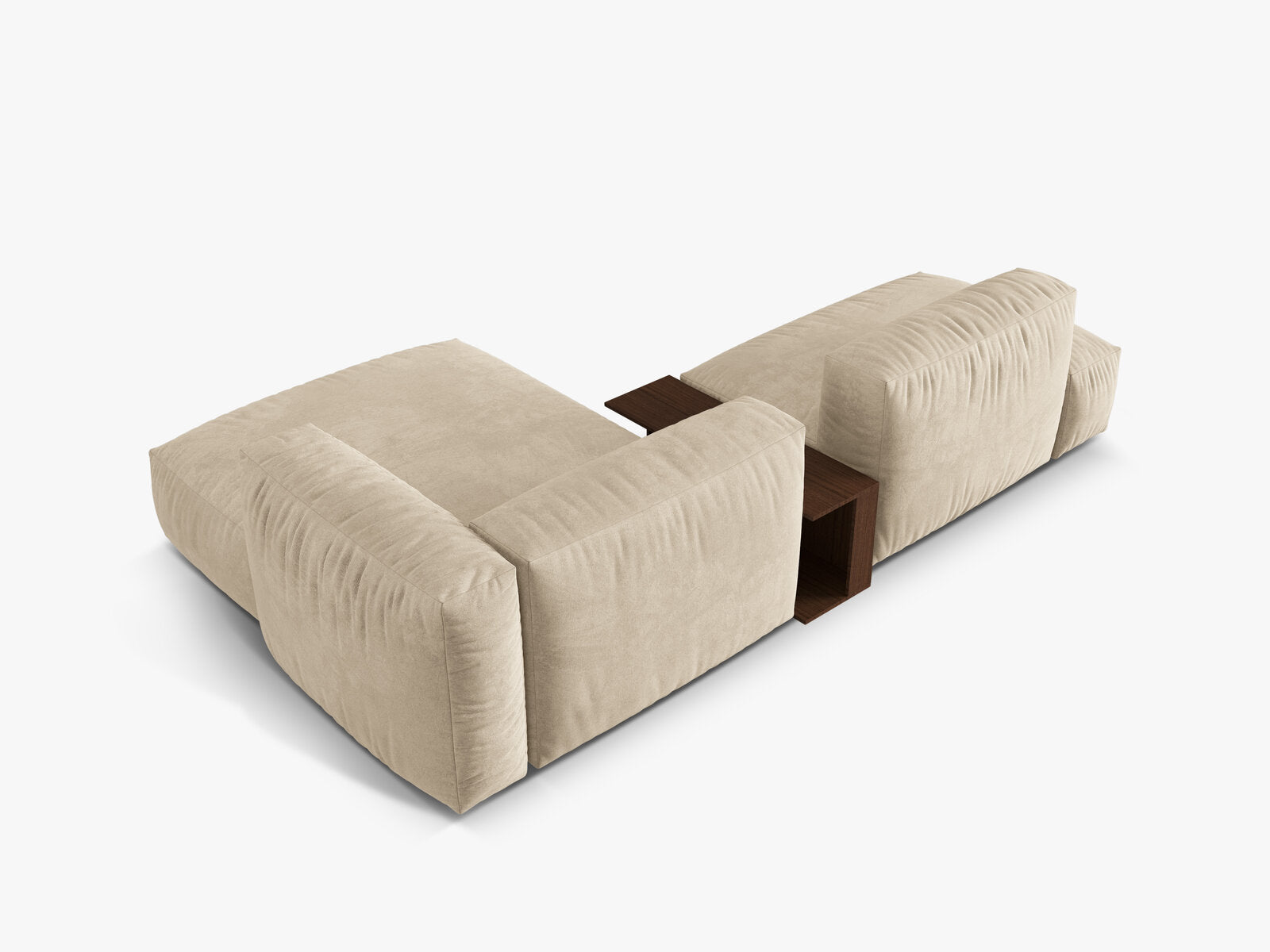 Micadoni Ecksofa Martina 2-Sitzer mit Couchtisch Rechts Samt Helles Beige