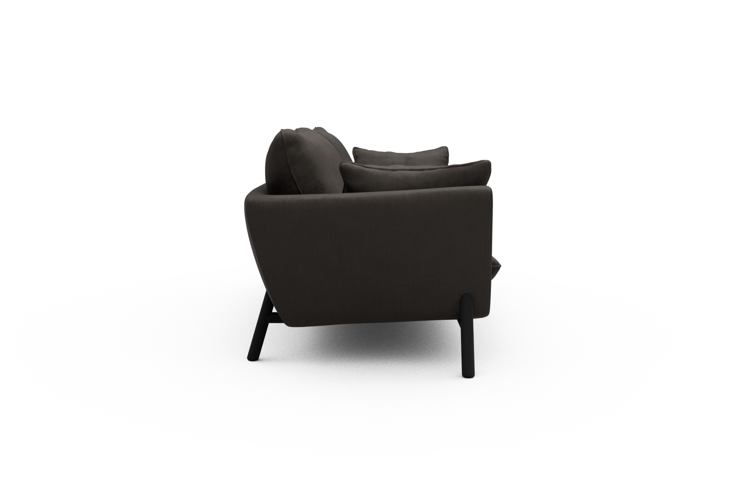 Sofa Emil 3-Sitzer Beinfarbe Eiche Schwarz Cordufine-Taupe