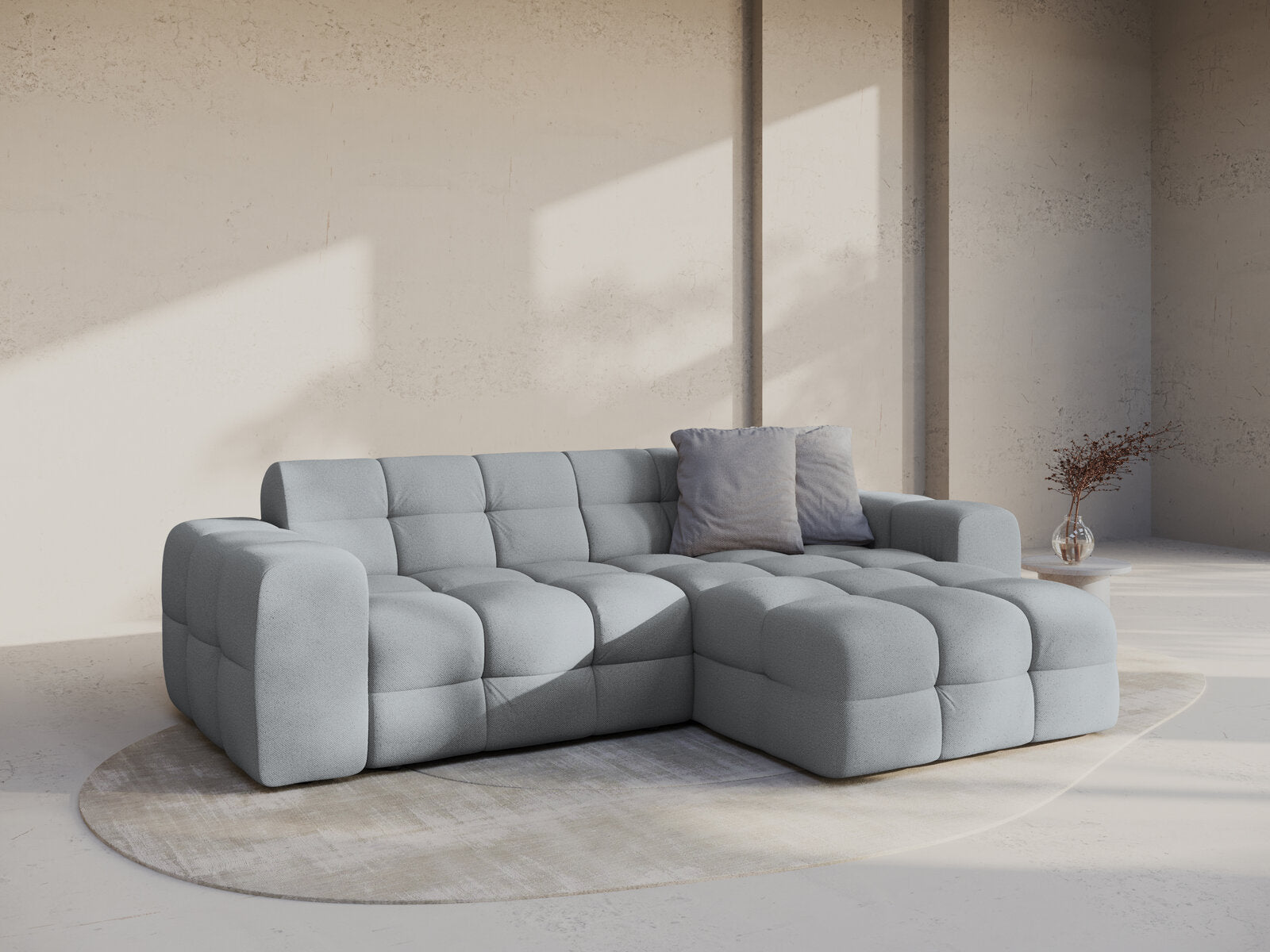 Micadoni Ecksofa Kendal 4-Sitzer Rechts Strukturierter Stoff Platinum