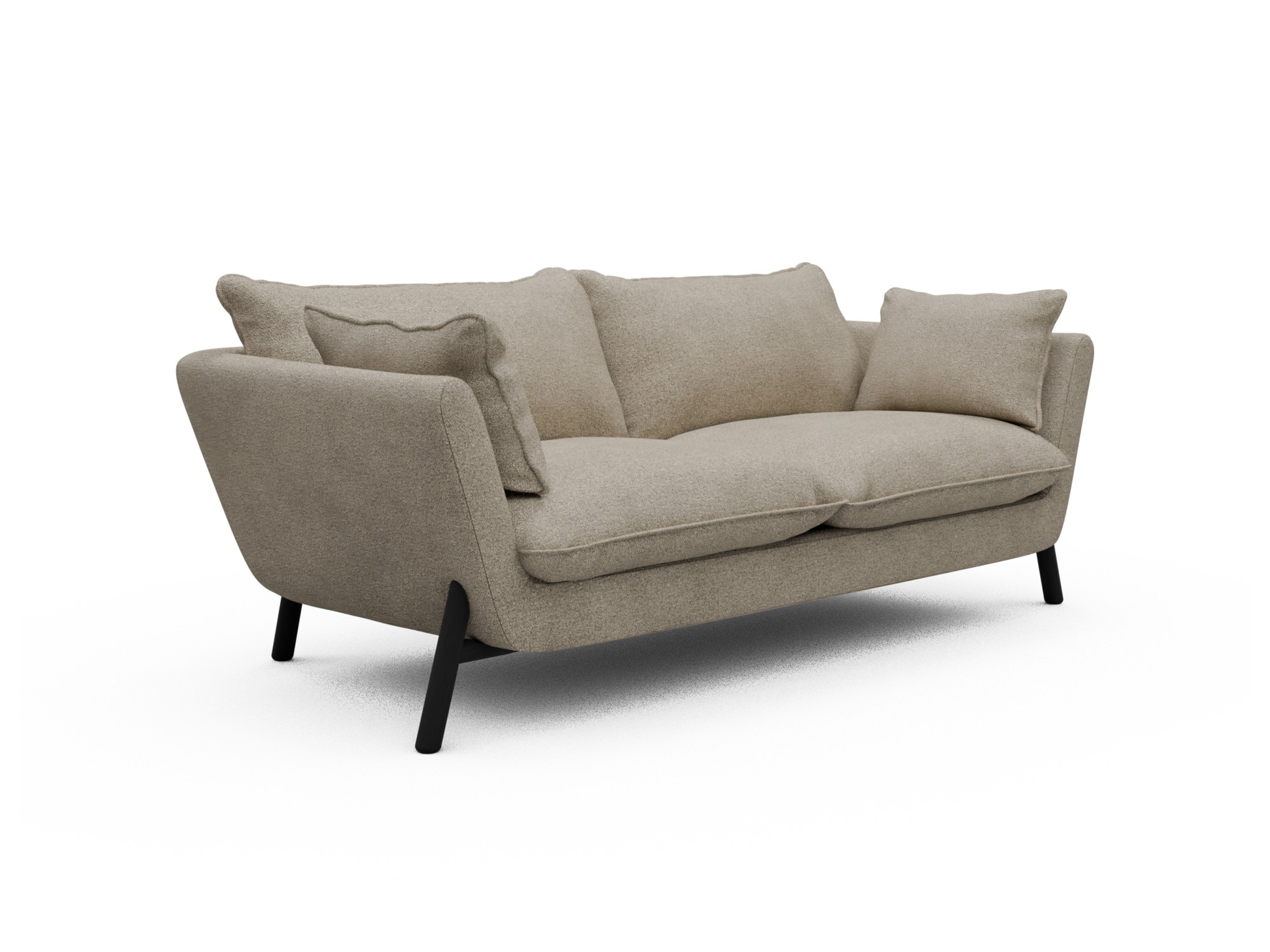 Skandi Home Sofa Emil Soft 2-Sitzer Beinfarbe Eiche Schwarz Boucle-Beige moebelfaktor